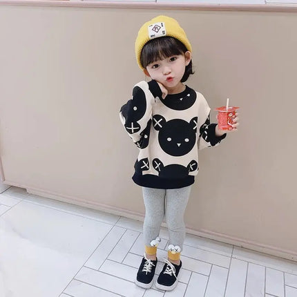 Kid Little Bear Sweater Girls Autumn Long Sleeve Top Children Cartoon Pullover 2-8 Years Old Boys Fashion Sweater