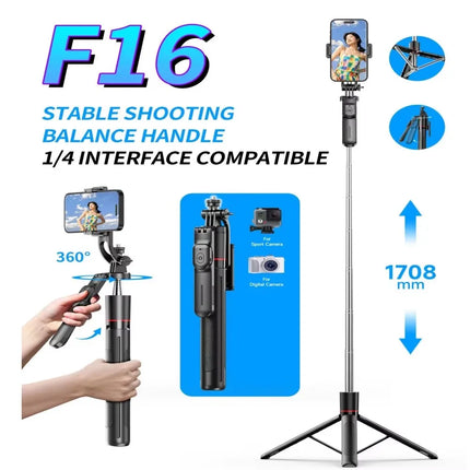 FANGTUOSI 1.7M wireless convenient remote control selfie Handheld gimbalstick tripod foldable stand with light smartphone stand
