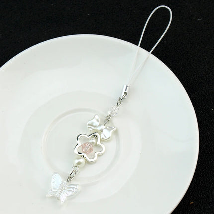 Handmade Butterfly Matching Phone Charm Pink and White Keychain Y2K Girl Friend Gift