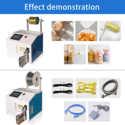 Automotive Cable Tying and Winding Machine Bag Sealer for 2-60mm Toy Bread Plastic Bag Tyng, Touch Screen with English Language