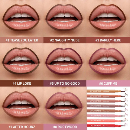 8 Colors Lip Lingerie Lip Liner Long Lasting Waterproof Stain Transfer Proof Smudge Resistant Color No Bleed Formula Cosmetics
