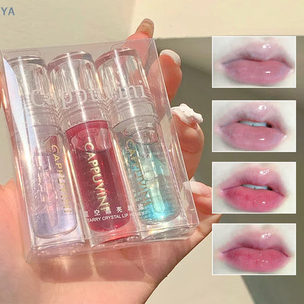 [YA]Cappuvini Transparent Crystal Jelly Lip Gloss Shiny Clear Mirror Moisturizing Lip Balm Glitter Liquid Lipstick Lip Oil