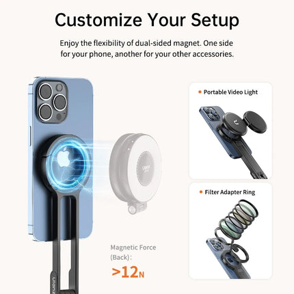 Ulanzi MA30 Carabiner-Mounted Phone Tripod for iPhone 15 14 13 12 Pro/Pro Max Dual-sided Magnet Tripod Desk Mount Phone Handle
