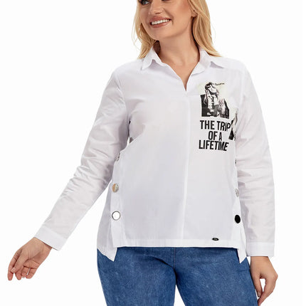 Women Plus Size Woven Spring And Autumn Fashionable Shirt