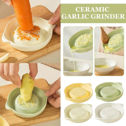 White Simple Style Ceramic Ginger Grater Tool Hand Grinder Garlic Masher Portable Porcelain Carrot Ginger Grinding Kitchen Tool