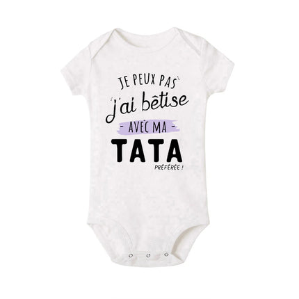 I Can't I Messed Up with My Favorite Aunt Printed Baby Bodysuit Funny Newborn Romper Infant Short Sleeve Jumpsuit Babies Clothes