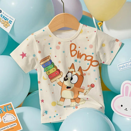 Toddler 2026 Bluey Anime 3D T-Shirt Summer Lightweight Cool Short Sleeve Cartoon Print Casual Tee for Boys and Girls