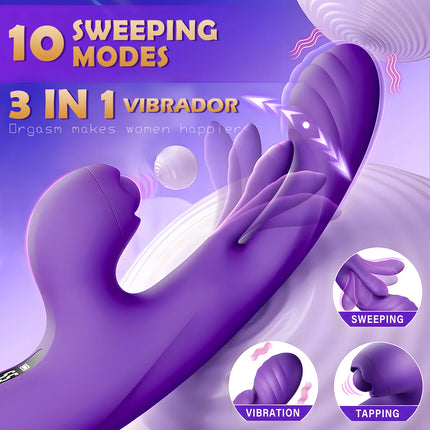 3 IN 1 App Control Tapping Flapping Vagina Rabbit Vibrator for Women Wiggle Tongue G-Spot Masturbator Adult Sex Toys for Women