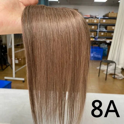 12 Inch 30cm Brazilian Human Hair Topper with 7x11 Swiss Lace Base Invisible Scalp Clip on Natural Blend for Thin Crown Hair