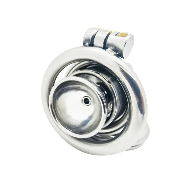 Urethral Inverted Negative Male Chastity Lock Flat Cock Cage with Metal Urethral Catheter for Couple Men Penis Ring Bondage BDSM