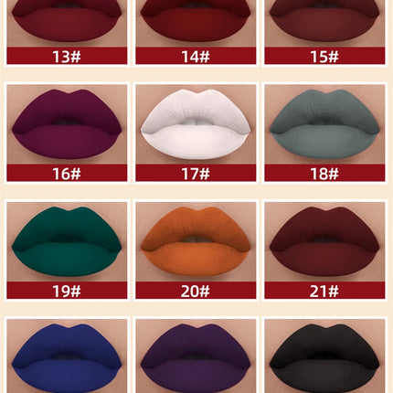 24 Colors Matte Lipstick Woman Lip Makeup Velvet Lipgloss Long Lasting Lip Tint Waterproof Non-stick Cup Lip Gloss Cosmetics