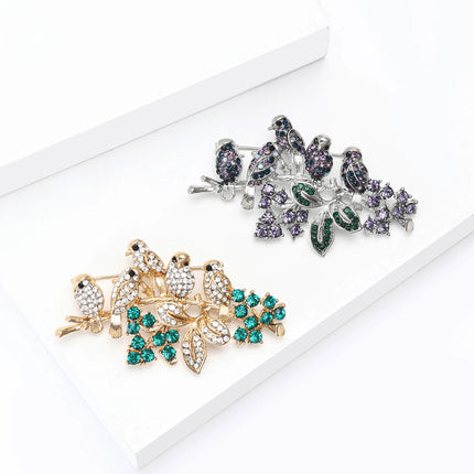 Classic Rhinestone Bird Brooches for Women Unisex Enamel Animal Pins Office Party Friend New Fashion Gifts Jewelry Accessories