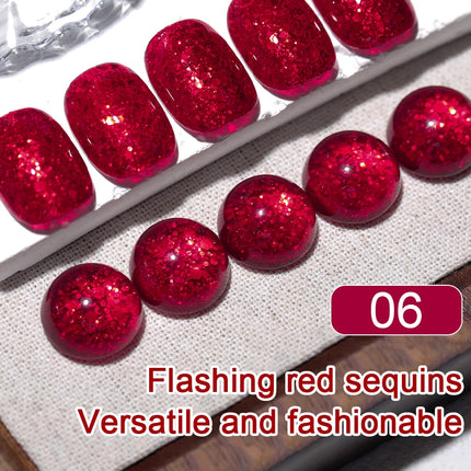 10ml Glitter Red Color Nail Gel Polish Semi-permanent Varnish Soak Off UV LED Nail Art Varnish For Salon & Home Winter