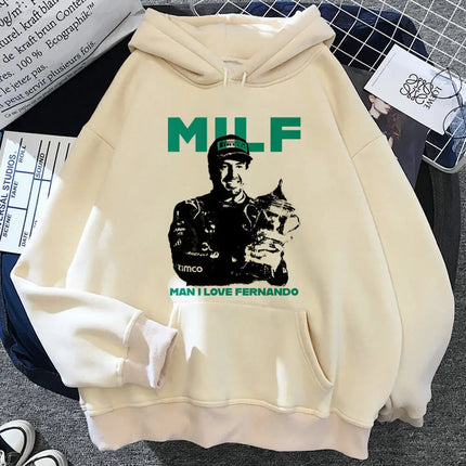 Fernando Alonso hoodie harajuku casual wear pattern female pullover sweatshirts soft fabric anime manga printed design