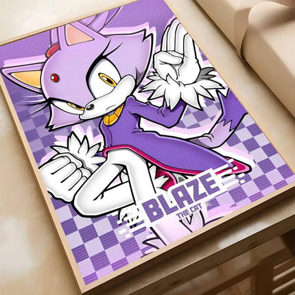 Kawaii Sonic Anime Poster Wall Art Waterproof / Kawaii Sonic Wall Poster