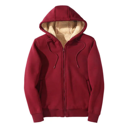 2025 Winter Windproof Hoodie - Men's Sherpa Lined Sweatshirt Thermal Zip Up Outerwear Streetwear S-5XL