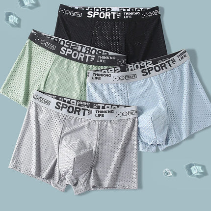 4pcs Summer Mesh Men Boxer Underwear Quick Dry Panties Man Boxer-briefs Breathable XL XXL 3XL 4XL Male Shorts Mens Undershorts