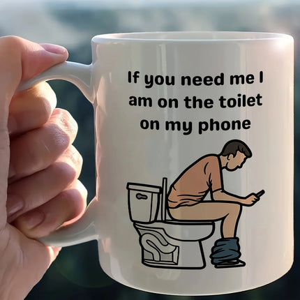 1pc, Funny Toilet Cup, Ceramic Coffee Cup Double-Sided Design, White Tea Cup for Hot Or Cold Drinks, Desk Decoration, If You Nee