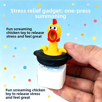 Funny Screaming Chicken Keychain Sound Light Press Button Stress Relief Fidget Toy Cute Bag Pendant Novelty Gift