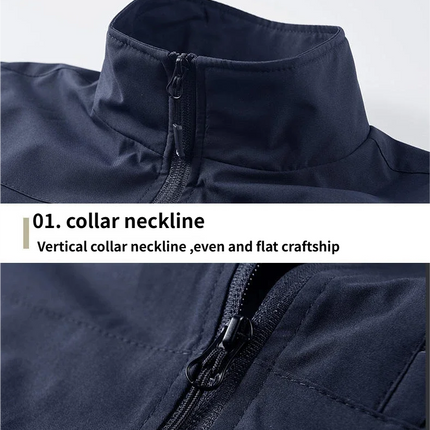 Outdoor workwear jacket Men's breathable lightweight top  Spring and Autumn thin high-end solid color stand-up collar vest