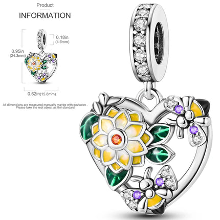 New 925 Sterling Silver Charms Beads Sunflower Flower Daisy Original Charm Pendant Fit Charm Bracelets DIY Jewelry Birthday Gift