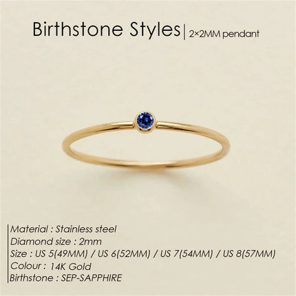 eManco Stainless Steel Birthstone Ring  Gold Color Simple Fashion Style For Women Festival Party Gift