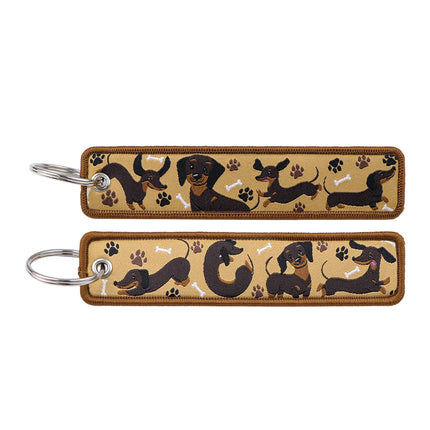 1Pcs Funny Dachshund Embroidered Keys Tag Keychains for Women Keyring Cute Dog Animal Car Keys Fashion Jewelry Accessories Gift