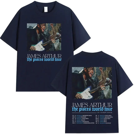 2026 Summer James Arthur Pisces World Tour Pattern T-shirt Summer Men's Hip Hop Retro Cotton Loose Casual Street Y2K T-shirt
