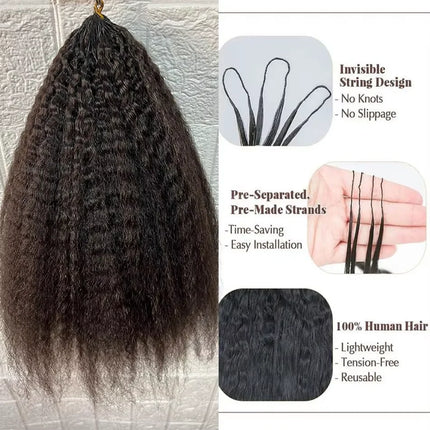 30 Inch Feather Crochet Human Hair Extensions Knotless Pre-Separated Kinky Straight Invisible Knot Human Crochet Hair For Women