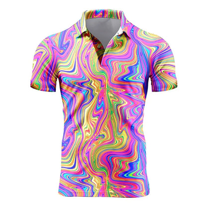 Men's Retro Short Sleeve Polo Shirts 3D Full Print Flower T-Shirts for Men Summer Casual Oversized Tee Shirt Tops Blusa Masculina