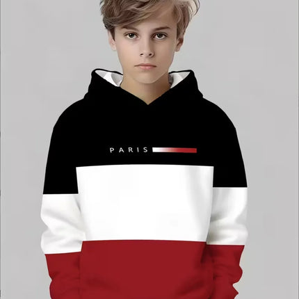 Kids Hoodie Gradient Paris 3D Print Graphic Fashion Child Sweatshirt Kids Clothing Round Neck Hoodies for Boy Street Casual Tops