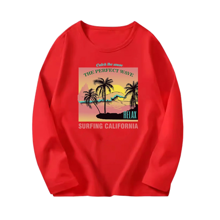 Fashion Paris Eiffel Tower Print T-Shirt Girls Long Sleeve Letter T-shirt Kids Cotton Clothing
