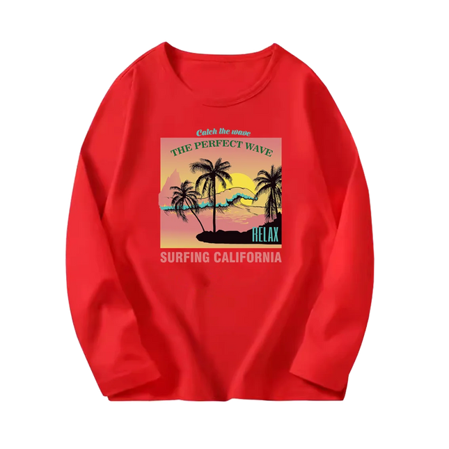Fashion Paris Eiffel Tower Print T-Shirt Girls Long Sleeve Letter T-shirt Kids Cotton Clothing