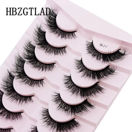 7pairs Natural Russian Strip Lashes Fluffy Mink Lashes 3D False Eyelashes Fluffy Volume Eyelashes Fake Eyelash Extension Make Up