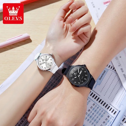 OLEVS 5647 Man's Watch Fashion Big Dial Quartz Watch For Men Number Scale Waterproof Luminous Dual Calendar Simple Hand Clock