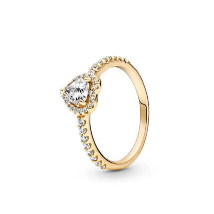 2025 Hot Selling Wholesale Gold Color Sun Heart Bow Size 6 7 8 9 Ring Rings For Trenday Women Jewelry 925 Sterling Silver
