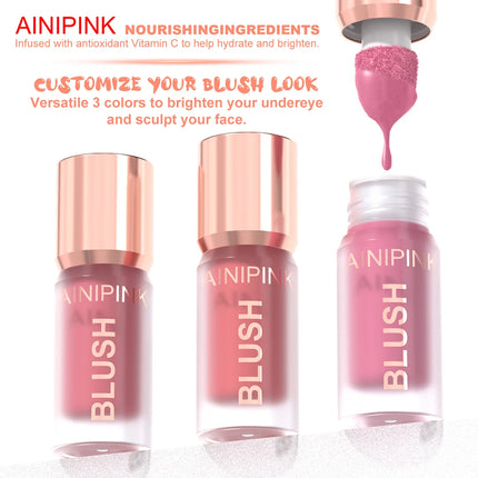 Matte Liquid Blush Waterproof High Pigmented Smooth Non-Sticky Peach Pink Coral Daily Makeup Multi-use Blushing Glow Christmas