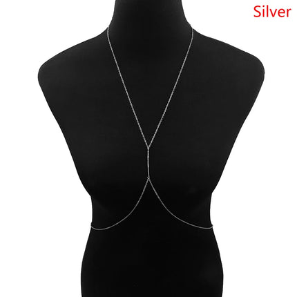 Metal Body Bust Chain Jewelry For Women Sexy Bikini Ladies Breast Crystal Breast Chain Necklace Decoration Summer Body Jewelry
