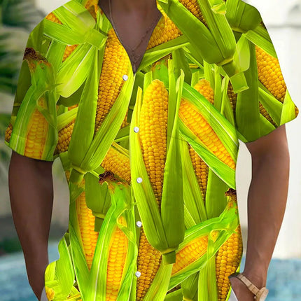 New Hawaii Spring/Summer Fashion Leisure Street Walk Tourist Beach Printed Full Open Short Sleeve Button Shirt, Quick Shipping