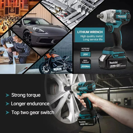 Makita DTW285 18V Brushless Electric Screwdriver 280N.m 1/2" Socket Rechargeable Drill Driver Compatible with Makita 18V Battery