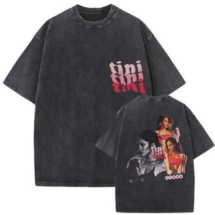 Singer Tini Stoessel Futtura Album 2025 Graphic T Shirts Men Women Fashion Casual Washed Vintage T-shirt Fans Gift Streetwear
