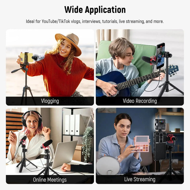 NEEWER KM17 USB C Microphone Noise Cancelling Plug & Play High Sensitivity Cardioid Vlog Interview Mic for iPhone Android DJI