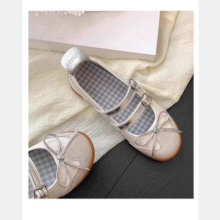 Women Flats Bow Ballet Dance Mary Jane Shoes Summer Sandals 2024 Fashion New Brand Dress Designer Casual Shallow Zapatos Mujer