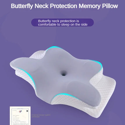 New Memory Foam Pillows Butterfly Shape Relaxing Cervical Slow Rebound Neck Pillow Pain Relief Sleeping Orthopedic Pillow Beding