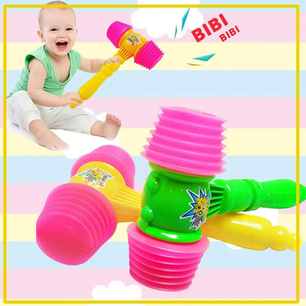 8Pcs Pounding Hammer Toys PVC Kids Hammer Toys Musical Sound Kids Educational Beating Gavel Plastic Squeaky Mallet Instrument