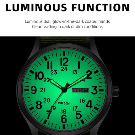 2024 TPW Field Watch Easy Reading Fabric Strap 24-Hour Display Quartz Movement