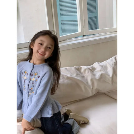 Girls' Cardigans, Sweaters, Spring and Autumn Clothing, Baby Girls' Fashionable Spring Clothing, Korean Trendy Outerwear