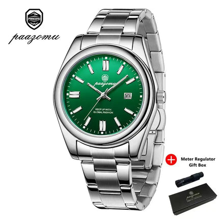 PAAZOMU Fashion Round Quartz Man Clock Waterproof Luminous Date Stainless Steel Watches For Men Luxury Business Men Wristwatch