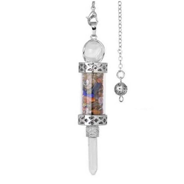 KFT Natural Healing Crystal Pendulum for Divination Dowsing Wishing Bottle Stone Pendant Hexagonal Rock Quartz Pendulum Balanced