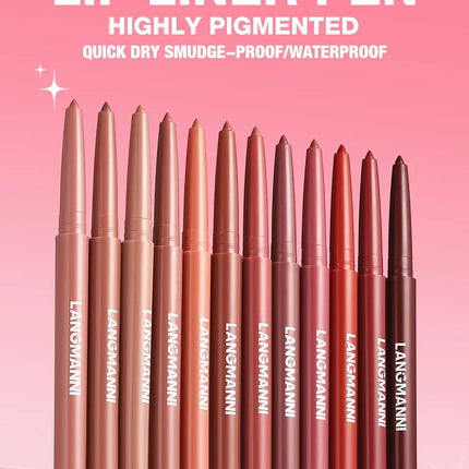 12-color Matte Lip Liner Waterproof Plumping Stain Lipstick Natural Nude Pink Lip Liner Professional Outline Lips Contour Makeup